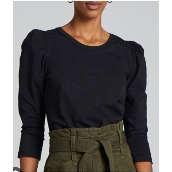 A.L.C. Karlie puff sleeve t shirt 3/4 sleeves medium black boho everyday casual - Picture 6 of 6